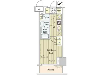 CERIO落合東中野(1K/4階)の間取り写真