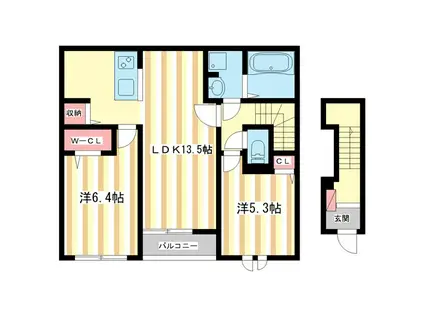 ゴールドメゾン(2LDK/2階)の間取り写真
