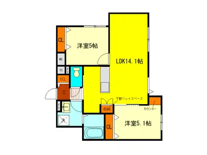 メゾンみなみ(2LDK/1階)の間取り写真