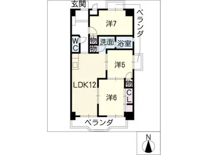 グリーン高瀬木(3LDK/2階)の間取り写真