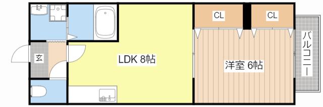 セイコーズマンション日野(1DK/2階)の間取り写真