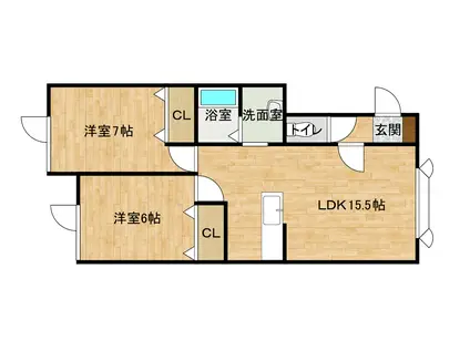 クレア花園(2LDK/2階)の間取り写真