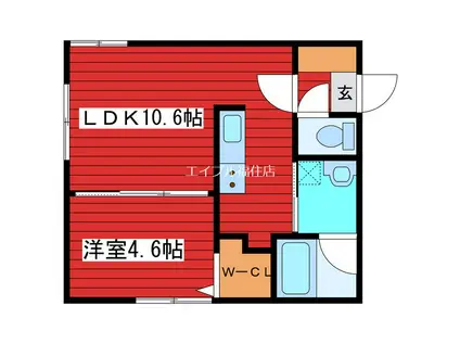 ASTER月寒西II(1LDK/2階)の間取り写真