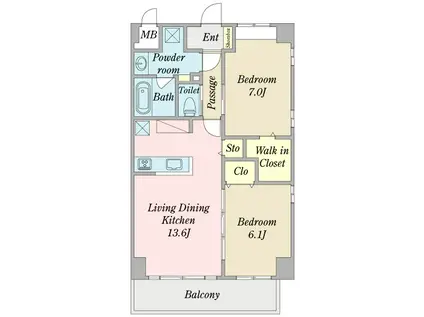 FORET A(2LDK/2階)の間取り写真