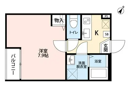 西武新宿線 新所沢駅 徒歩10分 3階建 築9年(1K/3階)の間取り写真