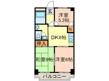 スカイハイツふじ(3DK/4階)の間取り写真