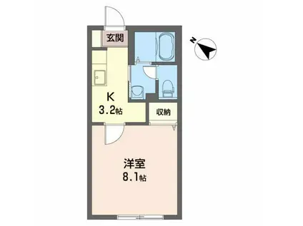 ウエスタンキャッスルC(1K/1階)の間取り写真