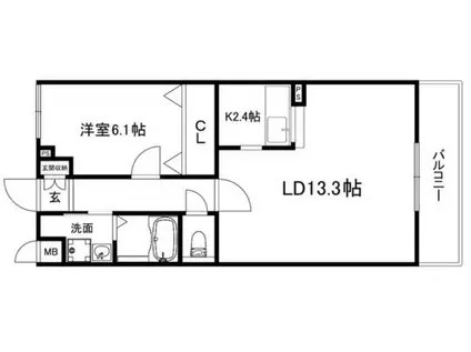 ブリックヤード(1LDK/1階)の間取り写真