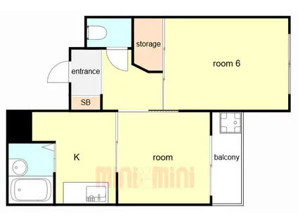 中間東雲ハイツ(2K/1階)の間取り写真