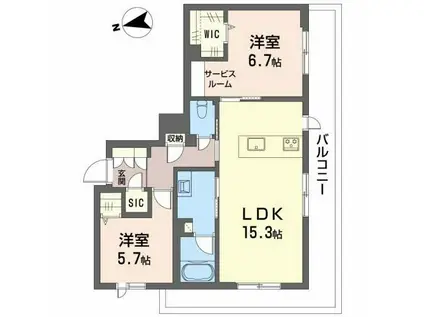 シャーメゾンフィセル(2LDK/2階)の間取り写真