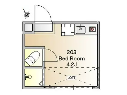 リーベ中目黒(ワンルーム/2階)の間取り写真