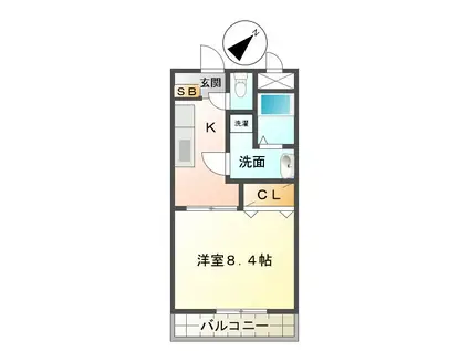 道伯ゴールドヒルズグッドスリー(1K/2階)の間取り写真