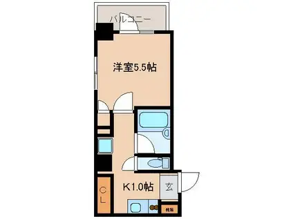 レジディア文京湯島Ⅱ(1K/7階)の間取り写真