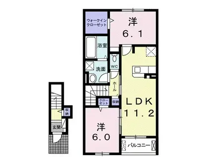 コンフォール(2LDK/2階)の間取り写真