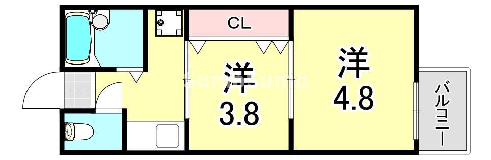 板宿リッチライフ(2K/1階)の間取り写真
