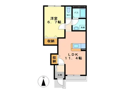 ハレクラニIII(1LDK/1階)の間取り写真