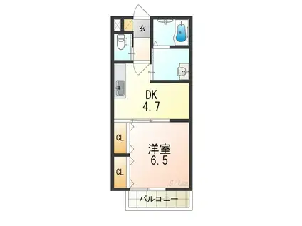 セピアコート(1DK/2階)の間取り写真
