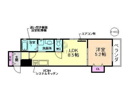 クリエオーレ曽根南町(1LDK/2階)の間取り写真