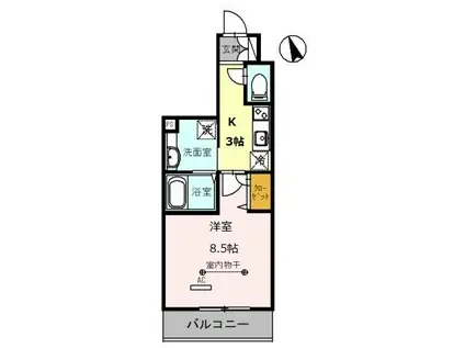 ＪＲ高崎線 熊谷駅 徒歩5分 5階建 築5年(1K/3階)の間取り写真
