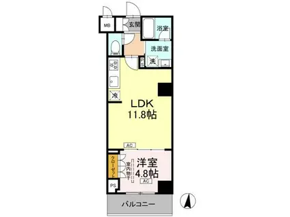 ロイジェント潮見(1LDK/6階)の間取り写真