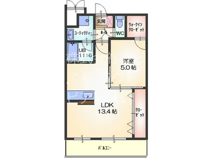 プライム岡崎プレイス(1LDK/8階)の間取り写真