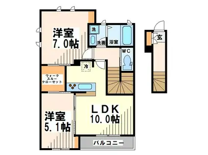 CACHETTE CALME (2LDK/2階)の間取り写真