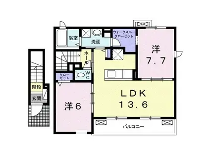 リベラル507ウエスト(2LDK/2階)の間取り写真