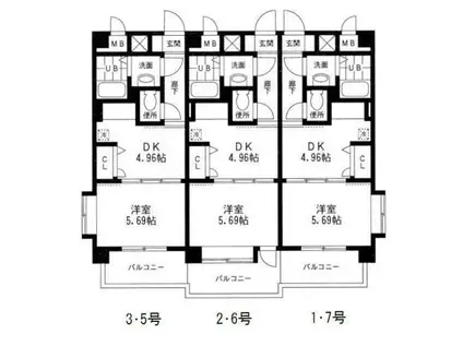 リーベルタース(1DK/4階)の間取り写真