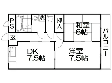 大塚ハイツ(2DK/3階)の間取り写真