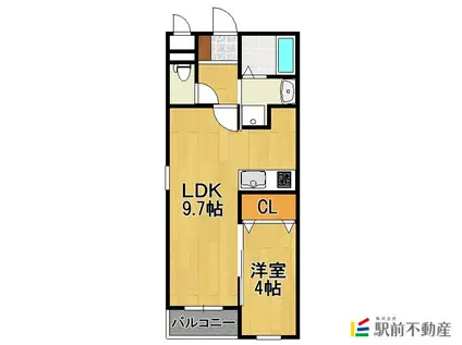 メテオール久留米本町(1LDK/1階)の間取り写真