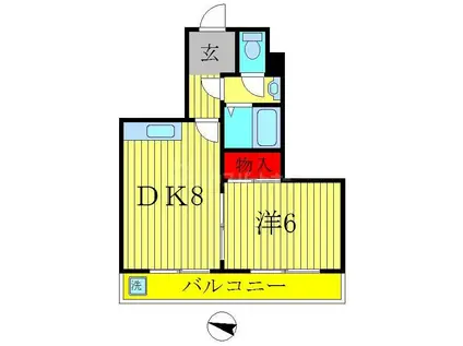 ヴェルデ流山(1DK/6階)の間取り写真