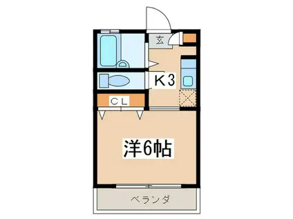 秋広コーポB(1K/2階)の間取り写真