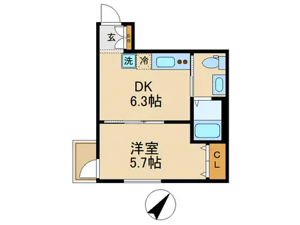 ヒューマンパレス南流山XI(1DK/2階)の間取り写真