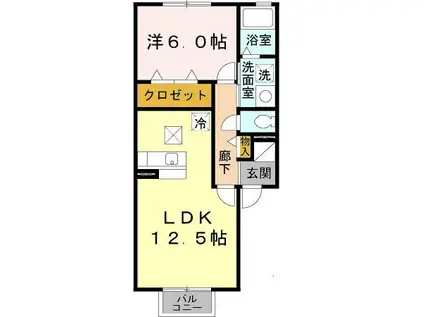 エスポワールC(1LDK/1階)の間取り写真