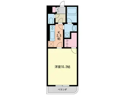 フォンテーヌ(1K/3階)の間取り写真