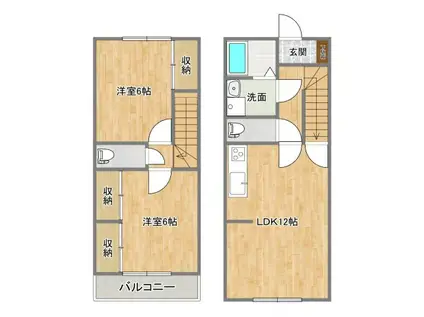メゾネット由(2LDK/1階)の間取り写真