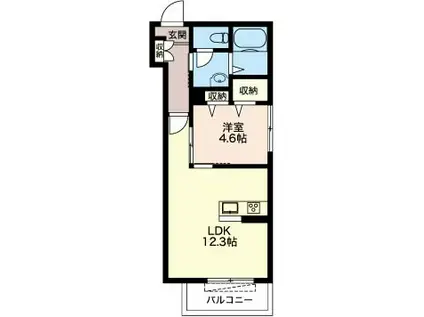 COMFORZA RESIDENCE(1LDK/1階)の間取り写真