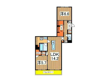 アティチュード(2LDK/2階)の間取り写真