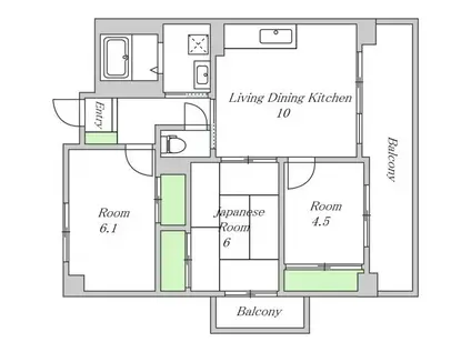 グレース南河堀(3LDK/3階)の間取り写真