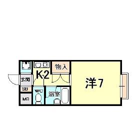 サンライト仁川(1K/2階)の間取り写真