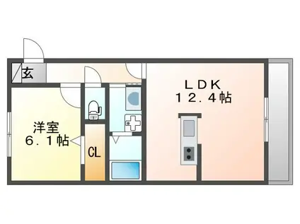 エクセレントコテラII(1LDK/1階)の間取り写真
