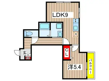 アブニール(1LDK/2階)の間取り写真