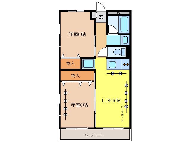 ピアチェーレ江南(2LDK/3階)の間取り写真