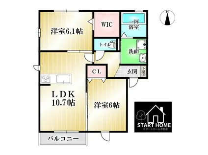 プレミール C棟(2LDK/2階)の間取り写真