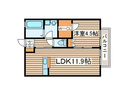 インフィニティ富沢弐番館(1LDK/1階)の間取り写真