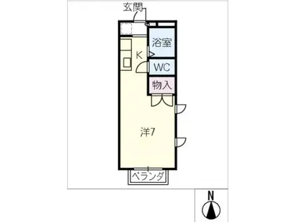 エクセル戸田谷(ワンルーム/2階)の間取り写真