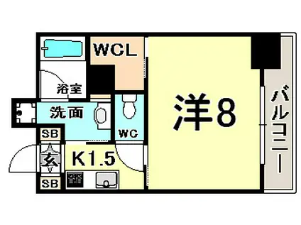 レジディア神戸元町(1K/4階)の間取り写真