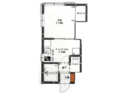 メゾンS(1DK/1階)の間取り写真