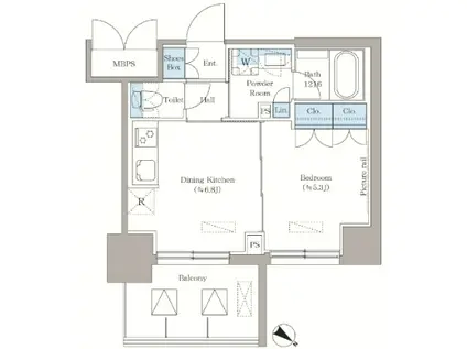 LA CLAIR 南浦和(1DK/4階)の間取り写真