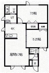 ノースビレッジ(2LDK/2階)の間取り写真
